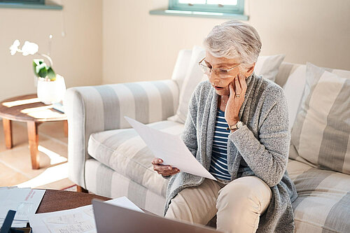 A picture of an older person looking concerned.
